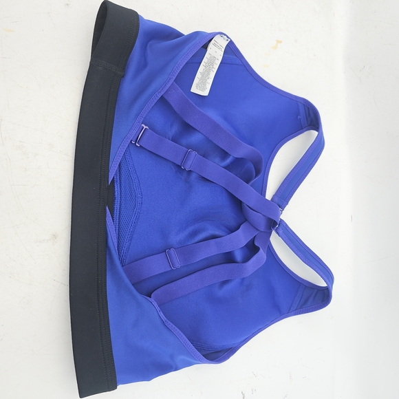 Nike Women's Vibrant Blue Sports Bra with Black Band - Picture 3 of 3